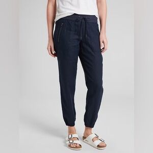 Athleta Cabo Linen Jogger, Navy, Size 12 TALL